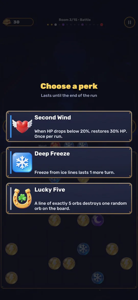 Choosing a perk after a room